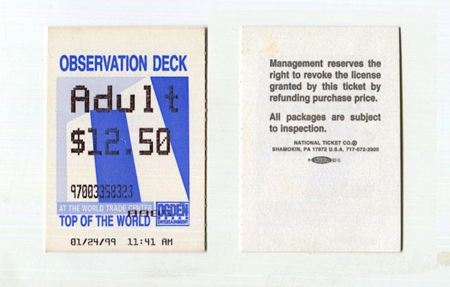 Ticket Top of the World - Torres Gemelas