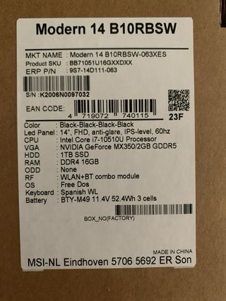 Computer portatile MSI Modern 14 nero