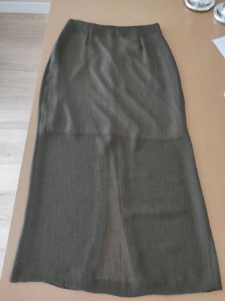 Falda larga talla 44 marrón oscuro