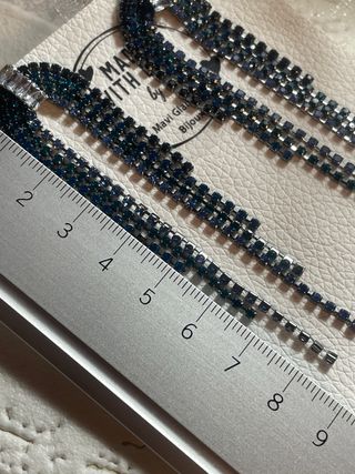 Pendientes largos fiesta piedras azules