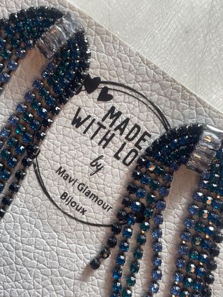 Pendientes largos fiesta piedras azules