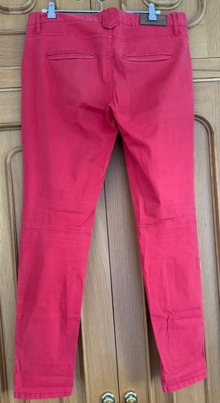 Pantalones Massimo Dutti Slim Fit rojo coral
