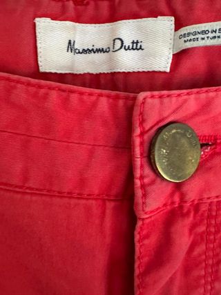 Pantalones Massimo Dutti Slim Fit rojo coral