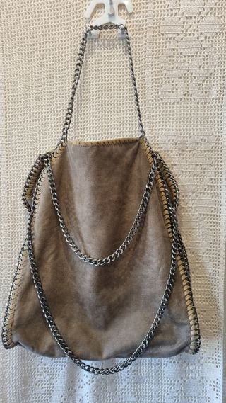 Bolso Grande Beige/Marrón Cadena
