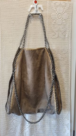 Bolso Grande Beige/Marrón Cadena