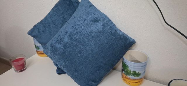 Set 2 Cojines Decorativos Beige y Azul