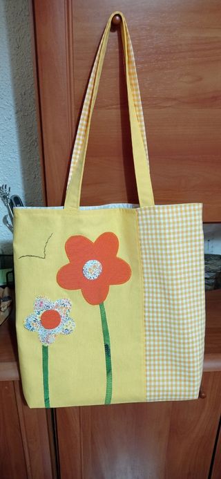 Bolso Tote de patchwork Amarillo/naranjacon Flores