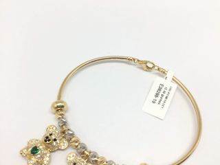 PULSERA MEDIA CAÑA COLGANTE OSOS ORO 18K E38286-10