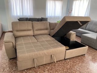 Sofá Chaise Longue Cama + Arcón Beige