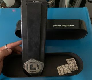 Cinturón Paco Rabanne Negro y Plateado