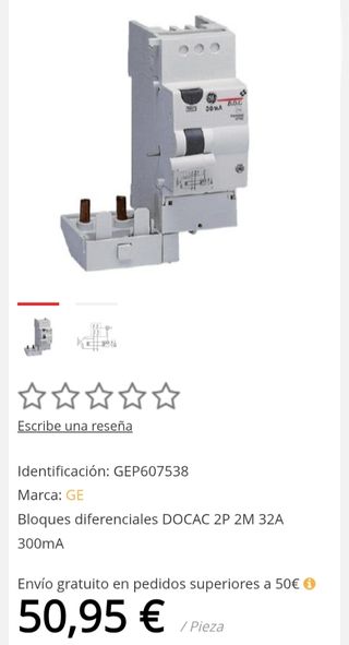 Interruptor Magnetotérmico más Diferencial GE C10.