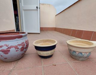 Macetas de terracota y plástico