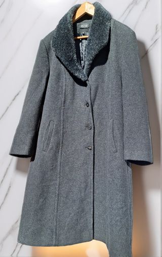 Abrigo largo negro lana Talla 48 4XL mujer