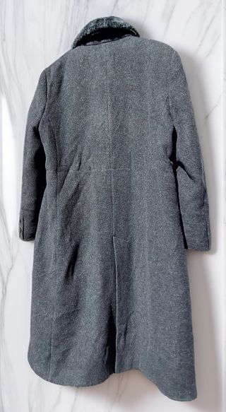 Abrigo largo negro lana Talla 48 4XL mujer