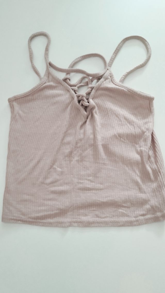 Camiseta tirantes rosa palo encaje