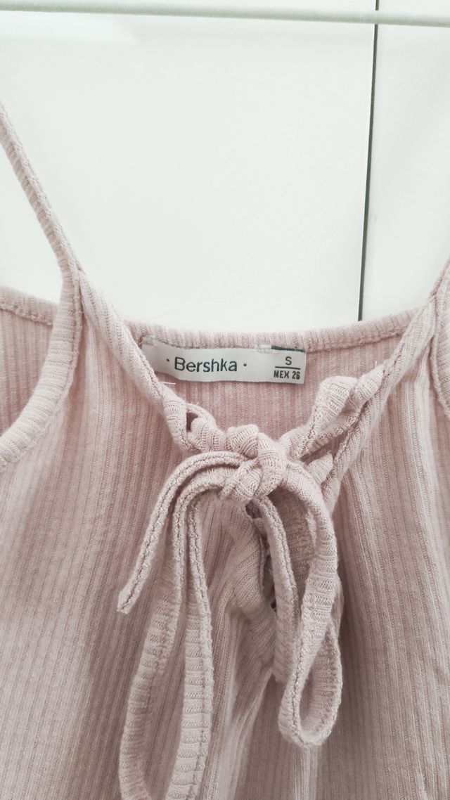 Camiseta tirantes rosa palo encaje