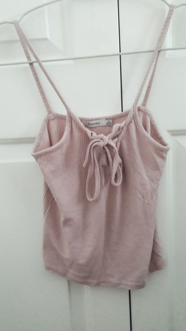 Camiseta tirantes rosa palo encaje