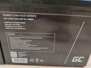 2 Baterías Green Cell 12V 33Ah AGM
