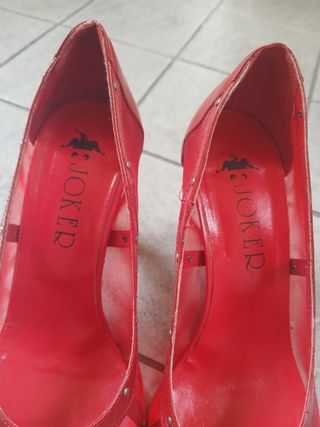 Scarpe rosse JOKER peep toe con borchie