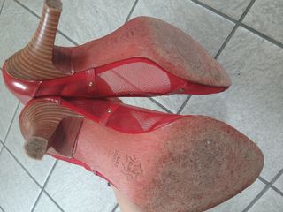 Scarpe rosse JOKER peep toe con borchie