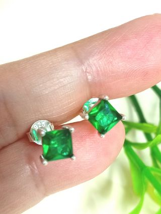 Pendientes verde esmeralda circonitas Plata 925