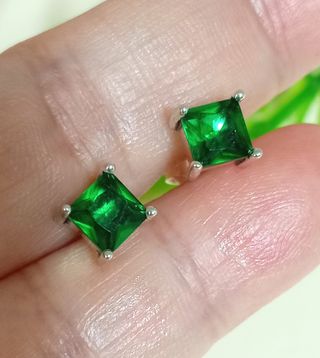 Pendientes verde esmeralda circonitas Plata 925