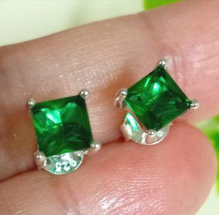 Pendientes verde esmeralda circonitas Plata 925