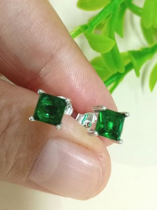Pendientes verde esmeralda circonitas Plata 925