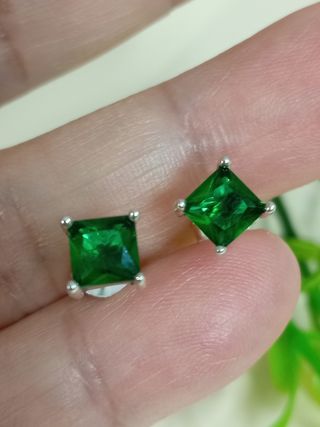 Pendientes verde esmeralda circonitas Plata 925