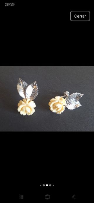 Pulsera y pendientes rosas. Material noble y plata