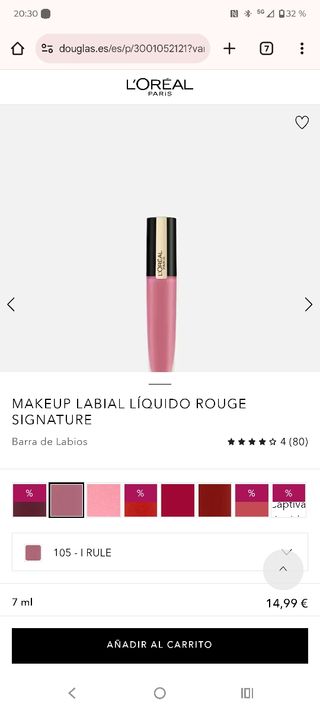 Labial Líquido L'Oréal Rouge Signature 105