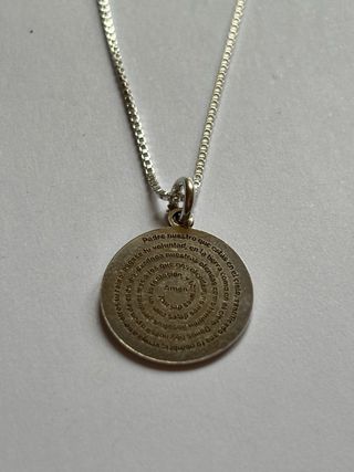 Collar Plata Ley Medalla Jesús Padre Nuestro