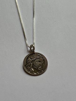 Collar Plata Ley Medalla Jesús Padre Nuestro