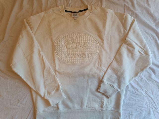 Sudadera Lacoste blanca unisex talla M, nueva