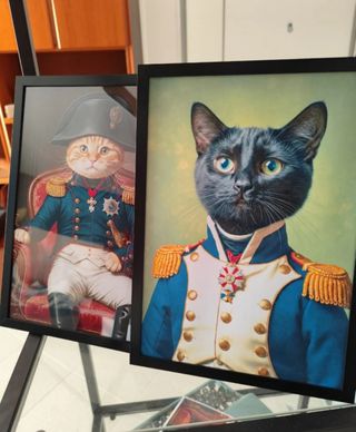 Set 2 Quadri Gatto Napoleone con Cornice