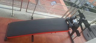 Banco de abdominales con tensores ymancuernas 1.5k