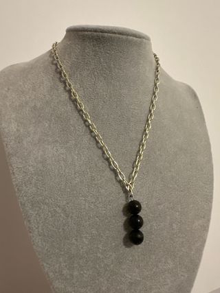 Collana alluminio e pietre tormalina nere
