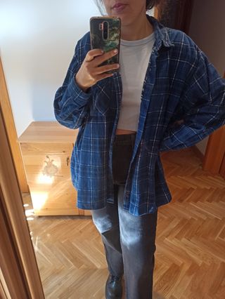 Camisa cuadros vintage azul