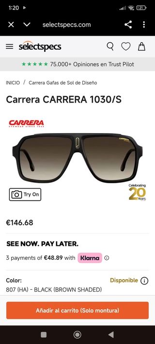Gafas Carrera 1030/S Negras