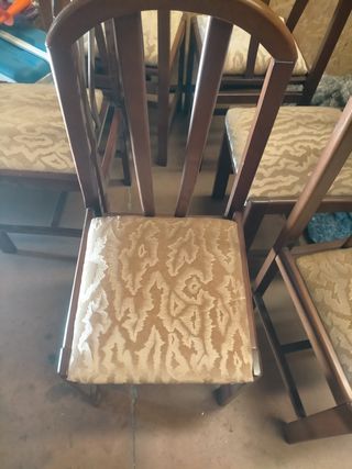 6 Sillas Comedor Madera Tapizadas