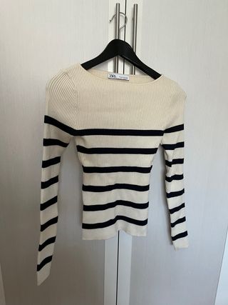 Camiseta Zara Rayas Blancas y Negras
