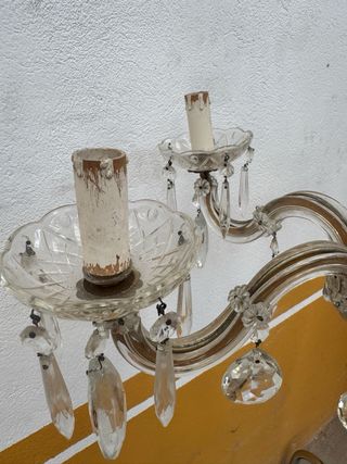 Lámpara de cristal antigua dorada