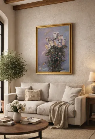 Cuadro original · Rosas blancas  Óleo sobre lienzо