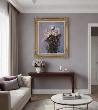 Cuadro original · Rosas blancas  Óleo sobre lienzо