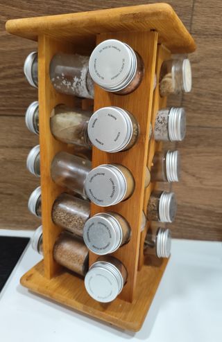 Especiero Giratorio Madera y Cristal