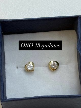 Pendientes Corazón Oro 18k con Circonita