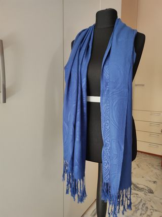 Sciarpa donna blu jeans con fantasia