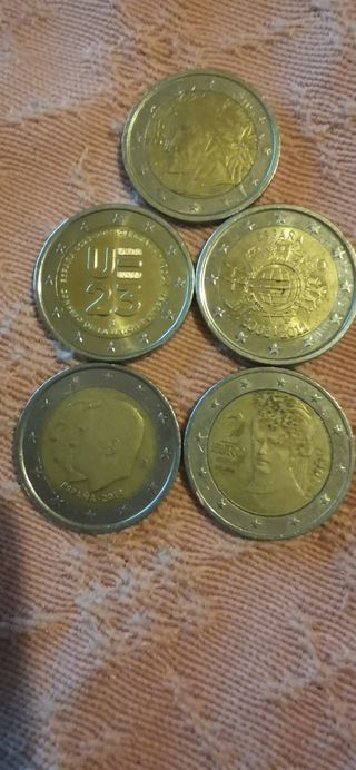 Lote 5 monedas 2 euros conmemorativas