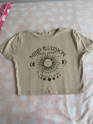 Pull&Bear Camiseta Marrón Estampado Sol