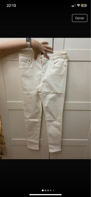 Pantalón Massimo Dutti Skinny Fit Blanco talla 40